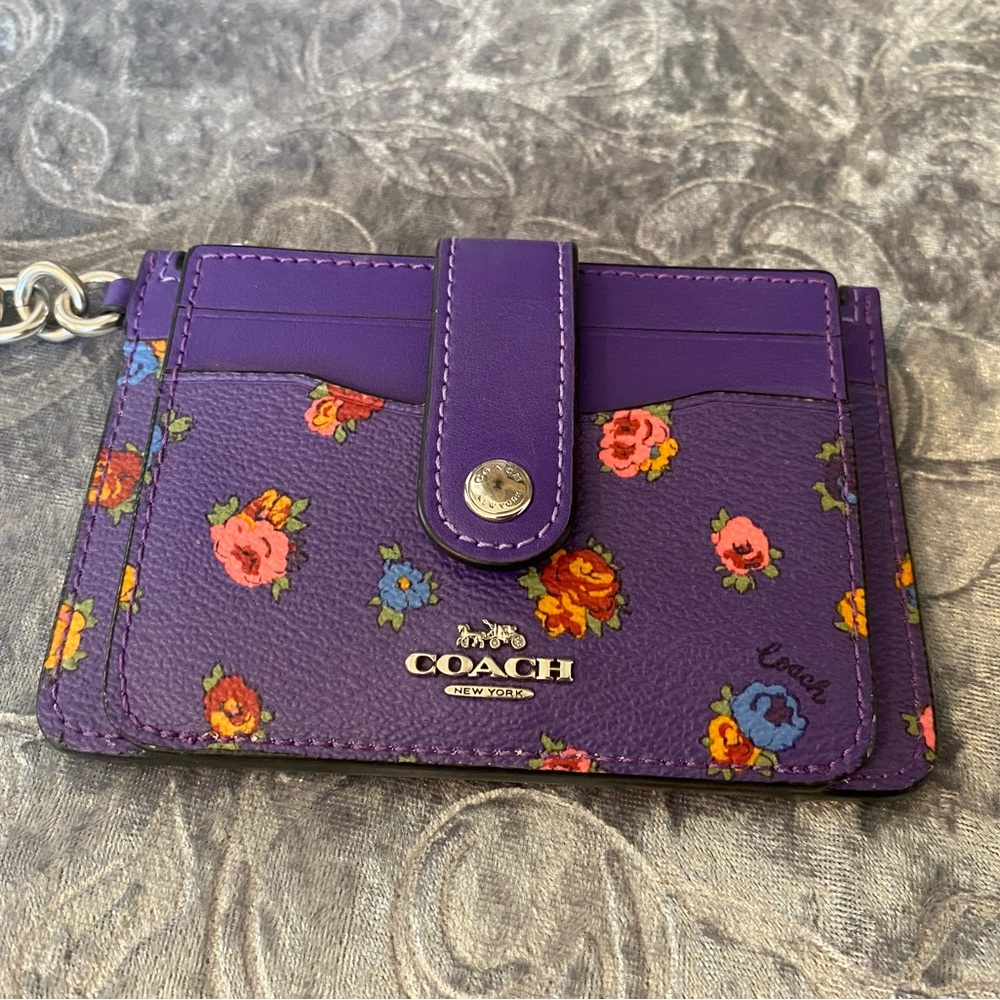 Coach Dark Purple Floral Wallet